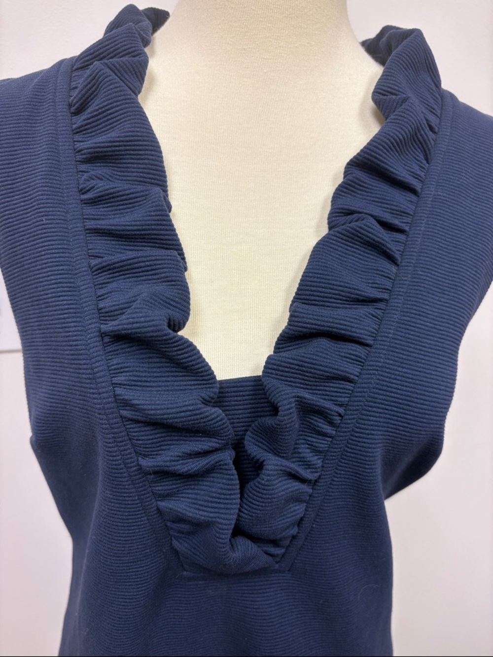 Lilly Pulitzer Navy Ruffle V-Neck Sleeveless Dress - Picture 3 of 5